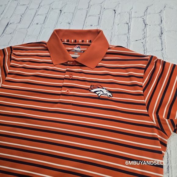 Denver Broncos Majestic Cool Base Polo Men's Large Golf Performance Shirt - Picture 11 of 13
